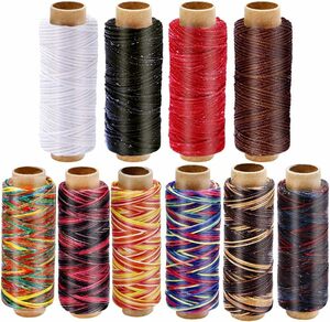 カラフル10色セット RMTIME 蝋引き糸 ロウ引き糸 ワックスコード 手縫い 手芸 紐 DIY レザークラフト糸 直径1mm 