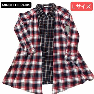 MINUIT DE PARIS レディース 重ね着タイプのチェックシャツ Lサイズ レイヤード