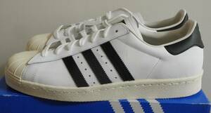 新品 スーパースター 80s 2016年製 JP28.5cm 白×黒 G61070 生産終了 金ベロ 天然皮革 adidas superstar SS 80s 本革 ホワイト×ブラック