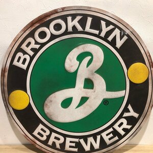 ブルックリン　ブルワリー　ビンテージ加工　看板 約４３ｃｍ BROOKLYN BREWERY 壁掛け 飲食店 男前 ビール お酒 インテリア 管理番号007