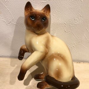 シャム猫　デッドストック　加藤工芸　ネコ　犬　瀬戸焼　焼物　陶器　雑貨　置物　昭和レトロ　ビンテージ　管理001