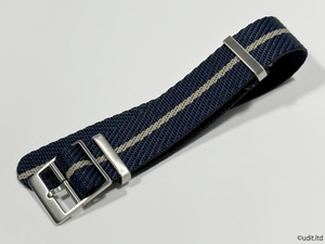 ラグ幅：20mm 高品質 スクエア ストラップ 腕時計ベルト ファブリック NATO 黒×紺×ベージュ 時計用バンド