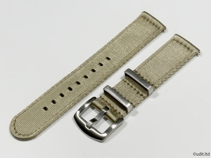 ラグ幅:20mm ハイクオリティ ファブリック ストラップ 腕時計ベルト ベージュ NATO 時計用バンド 分割タイプ 二重編み込み DBH