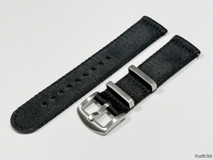 ラグ幅:22mm ハイクオリティ ファブリック ストラップ 腕時計ベルト ブラック NATOベルト 分割タイプ 二重編み込み DBH