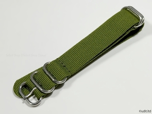 ラグ幅:20mm NATOリング ストラップ グリーン ナイロンベルト ミリタリー ファブリック 時計用バンド 腕時計用ベルト