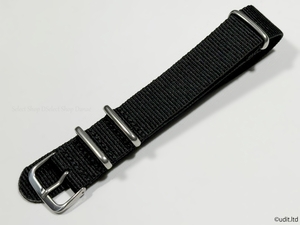 ラグ幅:20mm NATOストラップ ブラック ナイロンベルト ミリタリー ファブリック 時計用バンド 腕時計用ベルト