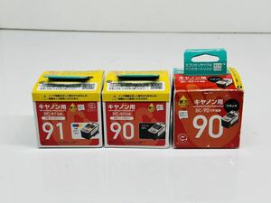 ★エコリカ リサイクル インクカートリッジ キャノン用　 BC-90 2個　 BC-91　1個　ブラック　カラー　3個セット 未使用品 管理番号02099