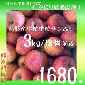 山形産越冬りんご/とにかくおいしいりんごです。(箱込み)3kg¥1680.約15〜20個/東北から中国地方まで送料無料/2