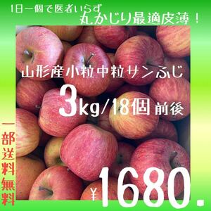 山形産越冬りんご/とにかくおいしいりんごです。(箱込み)3kg¥1680.約15〜20個/東北から中国地方まで送料無料/2