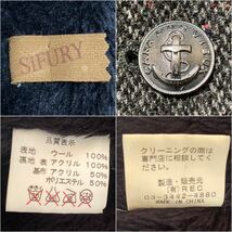 希少ナポレオンジャケットHarris Tweed ハリスツイード SiFULY ツイードジャケット ウール100% 裏起毛 ボア メタル 銀ボタン ピーコート_画像10