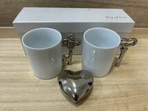 【4554】未使用 key of love ペアマグカップ 食器 洋食器 茶器 コップ 陶磁製 箱付き