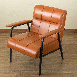 ソファー １人掛け チェア 肘掛け シングルソファー 椅子 PVC張り リビングチェア パーソナル アームチェア ブラウン 送料無料