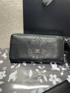 超美品 激シボ 確実正規品 クロムハーツ財布 クロムハーツファスナーウォレットCHROME HEARTS REC F ZIP BS FLR クロムハーツBS ウォレット