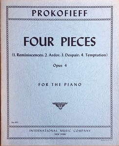 プロコフィエフ 4つのピアノ小品 Op.4 (ピアノ・ソロ) 輸入楽譜 PROKOFIEFF 4 Pieces Op.4 洋書