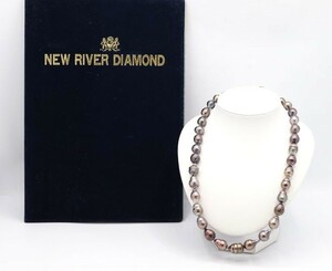 本真珠　バロック　ネックレス　9.0～10.5mm　パール　鑑別書付　全長47㎝　56.8ｇ　SILVER留め具　シルバー