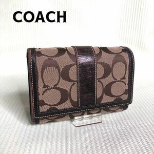 COACH コーチ 二つ折り財布 ダークブラウンL字ファスナー