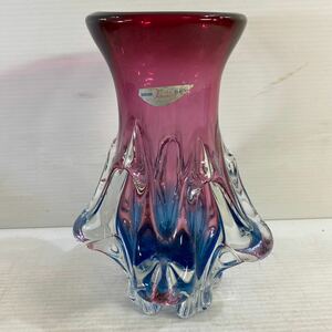 NARUMI Fantasy GLASS ナルミ ガラス花瓶 花瓶 花器 フラワーベース ガラス置物 インテリア 花入 グラデーション 昭和レトロ 中古