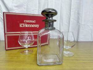 ※空瓶 コニャック cognac ヘネシー hennessy ナポレオン napoleon グラス二つセット シルバートップ 管240204 ARRR
