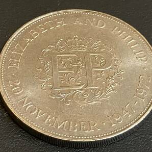 ☆ イギリス 英国 1947-1972 エリザベス2世 EP 銀婚式記念 銀貨 大型 アンティークコイン 外国硬貨 メダル 管ARRRの画像1