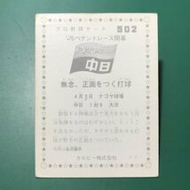 1976年　カルビー　プロ野球カード　76年　502番　中日　谷沢　【D95】_画像2