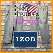 BP2-860★W92センチ位★USA古着★USAビッグサイズ★【IZOD アイゾッド】2タック コットンスラックス【W36 メンズ XL】ベージュ ゴルフ チノ_画像1