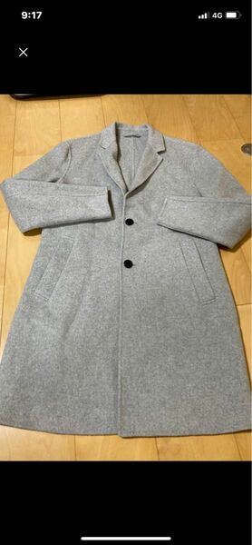 美品　ZARA メンズ チェスターコート グレー 長袖 コート