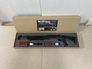 【中古】散弾工房製CYMA シーマ エアショットガン　ベネリ M3 リトラクタブルストック ショートバレル、フルメタル、予備シェル付き