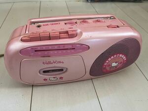 1円スタートラジカセ ラジオカセットレコーダー ハローキティ AM FM サンリオ Hello Kitty ドウシシャ RM-120KT ピンク 通電確認済み