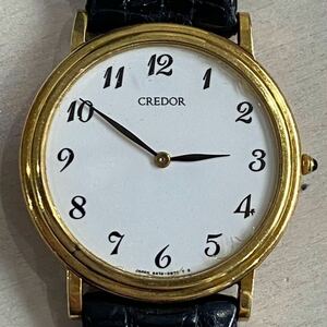 １円スタート SEIKO CREDOR セイコー クレドール 5A74-0530 18KT 腕時計 クォーツ 白文字盤 メンズ レディース ウォッチ