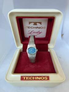 1円スタート 腕時計 テクノス TECHNOS メンズ レディース GEMLADY ジェムレディ オーバル 青紫系文字盤 手巻き
