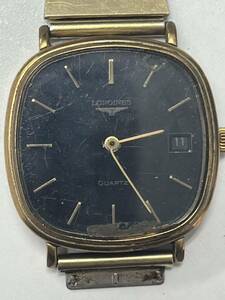 1円スタート LONGINES ロンジン 腕時計 クオーツ 黒文字盤 メンズ レディース 19391027 ベルト片方なし