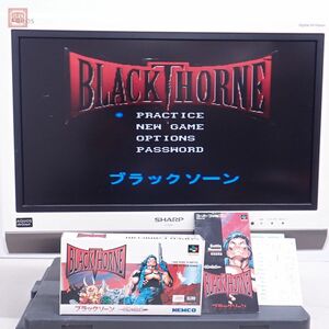 動作保証品 SFC スーパーファミコン ブラックソーン 復讐の黒き棘 BLACK THOREN ケムコ KEMCO Blizzard ブリザード 箱説ハガキ付【10