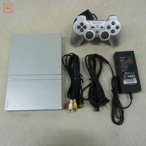 動作品 PS2 プレステ2 本体 サテンシルバー SCPH-79000 ソニー SONY コントローラ/AC/AVケーブル付【20