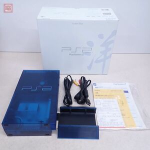 一部難有 動作品 PS2 プレステ2 本体 SCPH-37000L オーシャンブルー Ocean Blue ソニー SONY 箱説付【20