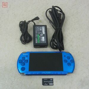 動作品 PSP プレイステーションポータブル PSP-3000 ヴィブラントブルー Vibrant Blue 本体 SONY ソニー メモリースティック4GB付【10