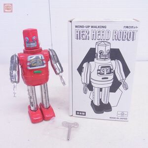 メタルハウス 六角ロボット WIND-UP WALKING HEX HEAD ROBOT 日本製 ブリキ ゼンマイ式 動作確認済【20