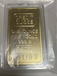 インゴット　/スイスCREDITSUISSE　/ 記念金貨コイン・金貨バー長方形 GOLD 31gシリアルナンバー入り24kgp Gold Plated 専用ケース付き