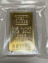 インゴット　/スイスCREDITSUISSE　/記念金貨コイン・金貨バー長方形 GOLD 31gシリアルナンバー入り24kgp Gold Plated 専用ケース付き_画像1