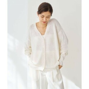 23SS◆定価14,300円◆IENA◆春◆清涼感溢れる美ホワイト◎ナチュラルリネンブレンド◎テープヤーン 2WAY Vネック カーディガン◆イエナ