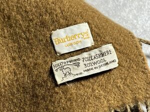 80年代ビンテージ！！！SCOTLAND製◆Burberrys◆カシミヤウールのツートーンバイカラーの柔らかカシミヤマフラー　一枚袖　貴重なマフラー