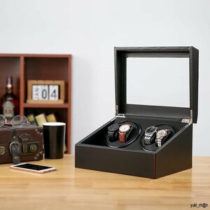  winding machine charcoal element fiber leather 4ps.@ to coil +6ps.@ storage watch Winder self-winding watch clock made in Japan Mabuchi motor high class 