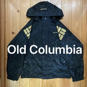 Old Columbiaオールドコロンビア黒金ナイロンジャケットテック系アウトドアUSAアメリカ古着ヴィンテージ