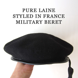 美品　ウールフェルト　フランス軍　ミリタリーベレー帽　黒