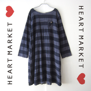 美品　HEART MARKET／ハートマーケット★　ボーダー　膝丈ワンピース