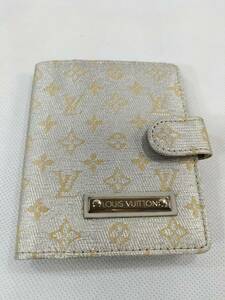 【パケ無料】幻級希少レア 正規美品 ヴィトン Vuitton モノグラム アジェンダ ミニ 手帳カバー 2002年限定 シルバーラメ 8.5x10.5cm[s1037]