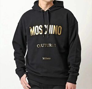 モスキーノ パーカー ブラック 46 MOSCHINO フーディー 黒 スウェット ロゴ プリント M 新品