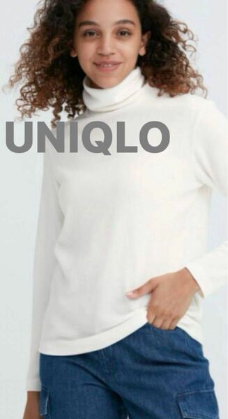 UNIQLO ユニクロ　ヒートテックフリースタートルネックT 白　XL 長袖Tシャツ　フリースTシャツ