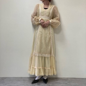 古着 70年代 ガンネサックス GUNNE SAX マキシ丈 長袖 フレア ワンピース USA製 レディースL ヴィンテージ /eva001374