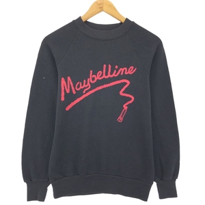  old clothes 90 period VARAI MAYBELLINE Maybelline print sweatshirt sweatshirt USA made lady's S Vintage /eaa420332