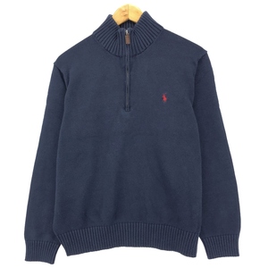 古着 ラルフローレン Ralph Lauren POLO RALPH LAUREN コットンニットハーフジップセーター レディースL /eaa420157